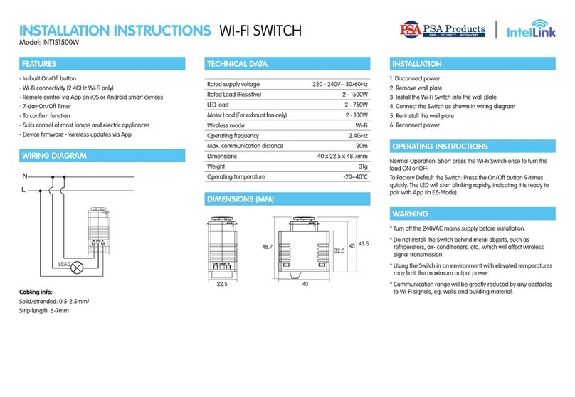 PSA Products IntelLink INT1S1500W installation instructions