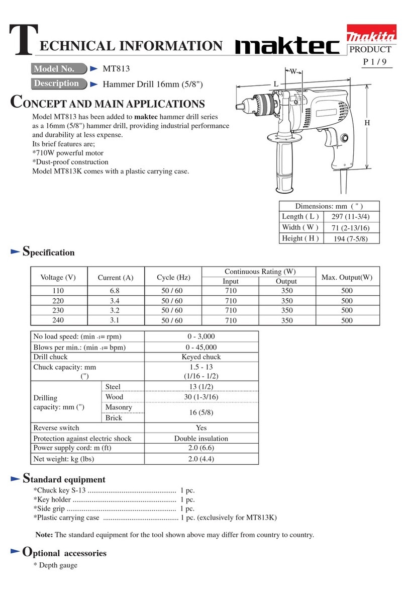 Makita maktec MT813 technical information