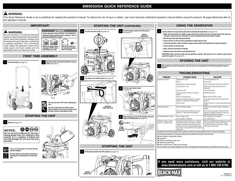 Black Max BM903000A Quick reference guide