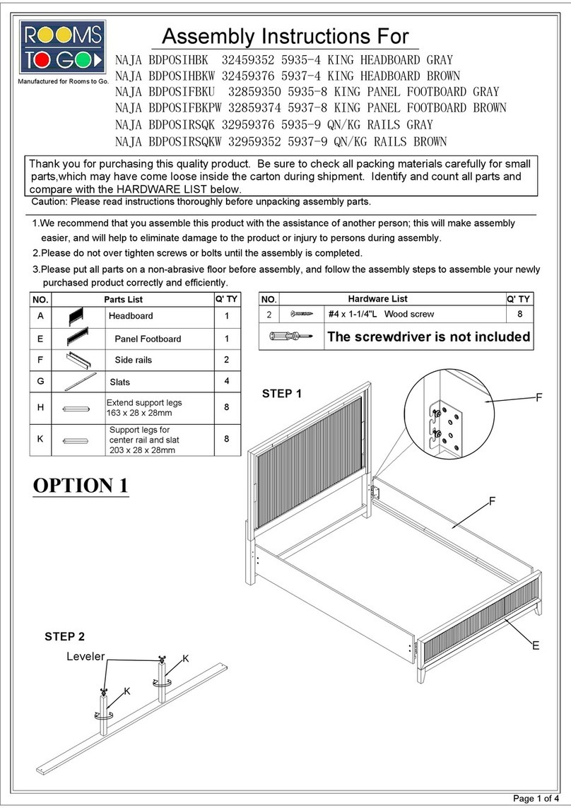 ROOMS TO GO NAJA BDPOSIHBK User manual ROOMS TO GO NAJA BDPOSIHBK User manual