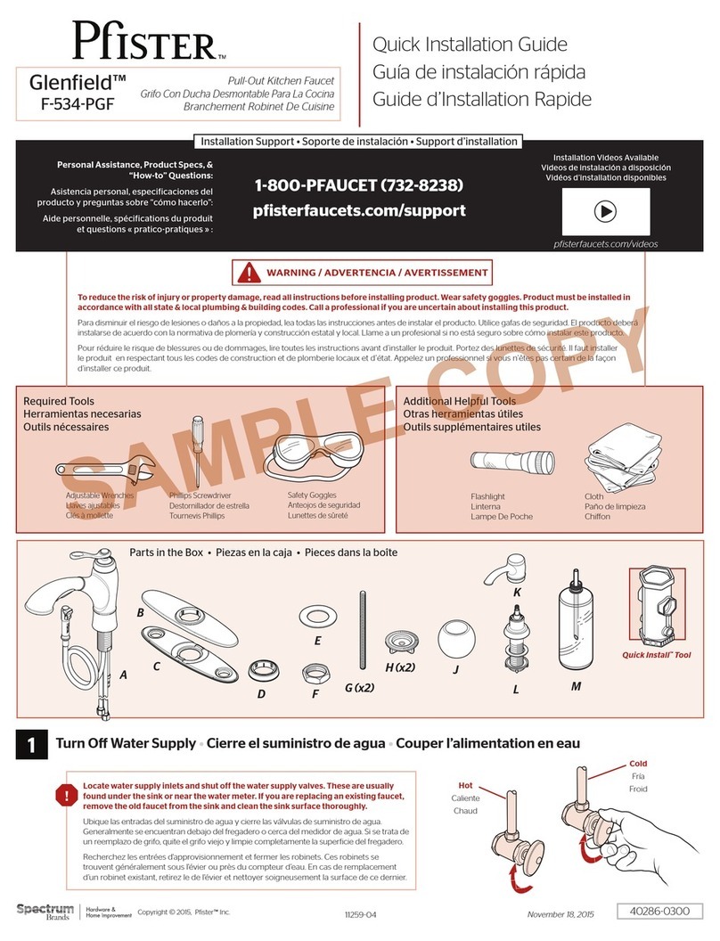 Spectrum Brands Pfister Glenfield F-534-PGF Quick installation guide Spectrum Brands Pfister Glenfield F-534-PGF Quick installation guide