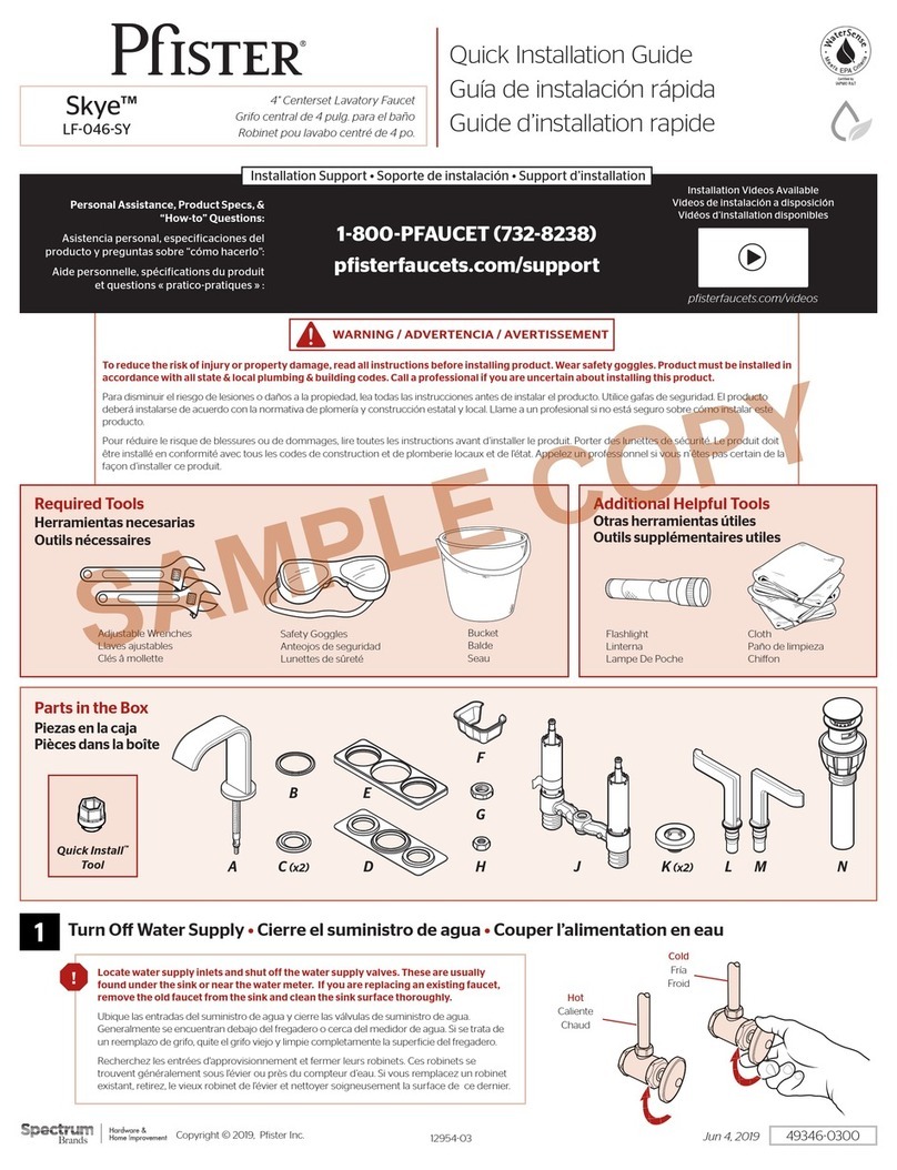 Spectrum Brands Pfister Skye LF-046-SY Quick installation guide