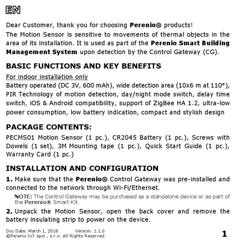Perenio PECMS01 quick start guide