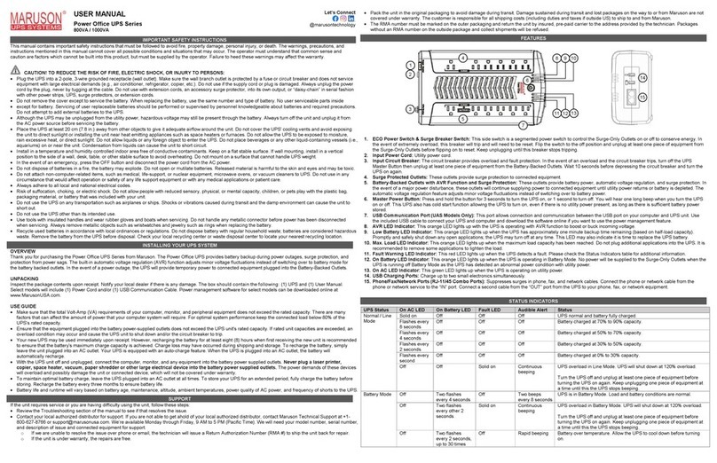 Maruson POF-800UA User manual
