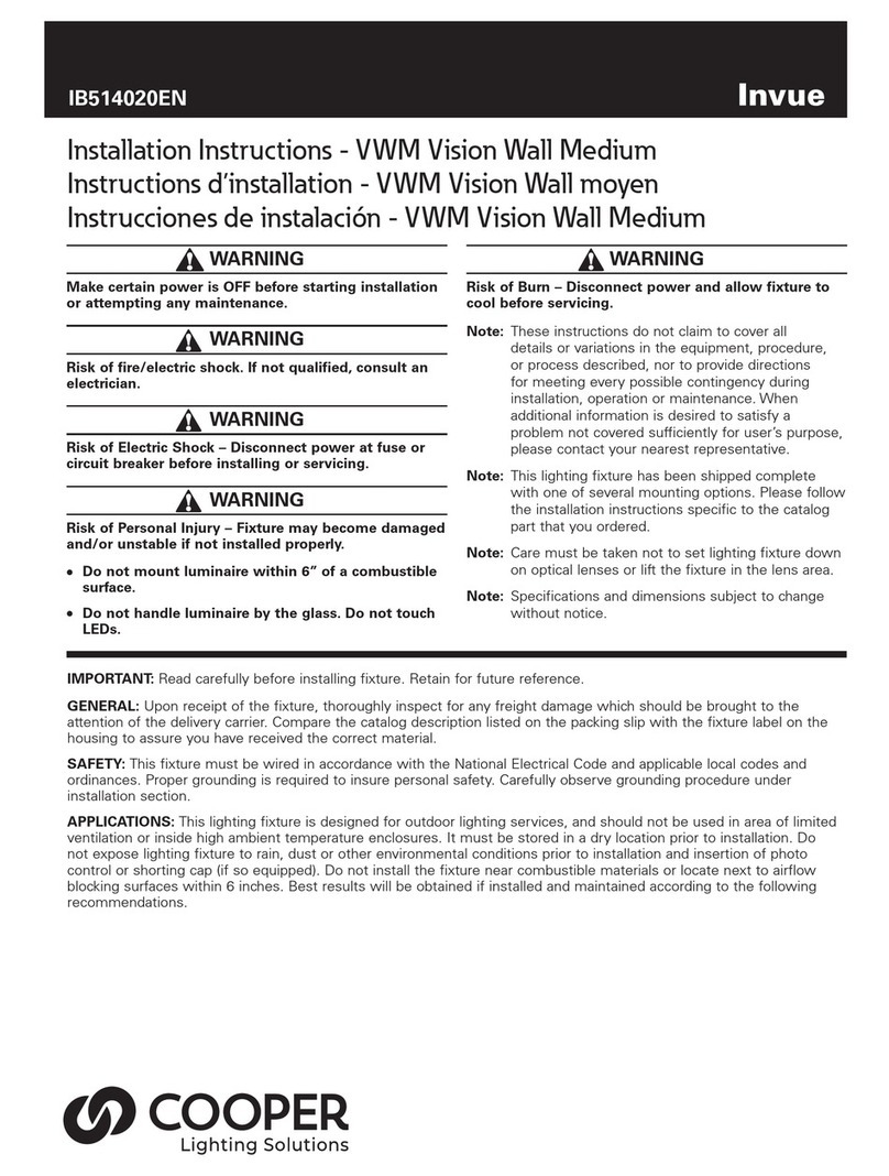 Cooper Lighting Solutions Invue VWM Vision Wall Medium installation instructions Cooper Lighting Solutions Invue VWM Vision Wall Medium installation instructions