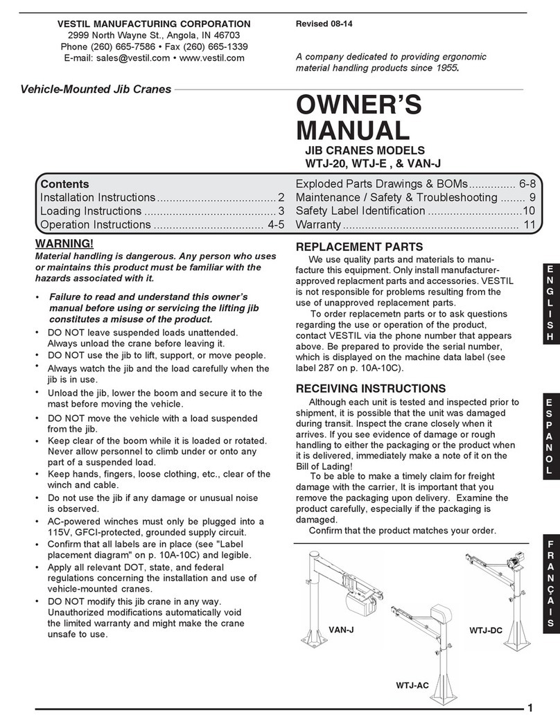 Vestil WTJ-20 Series owner's manual