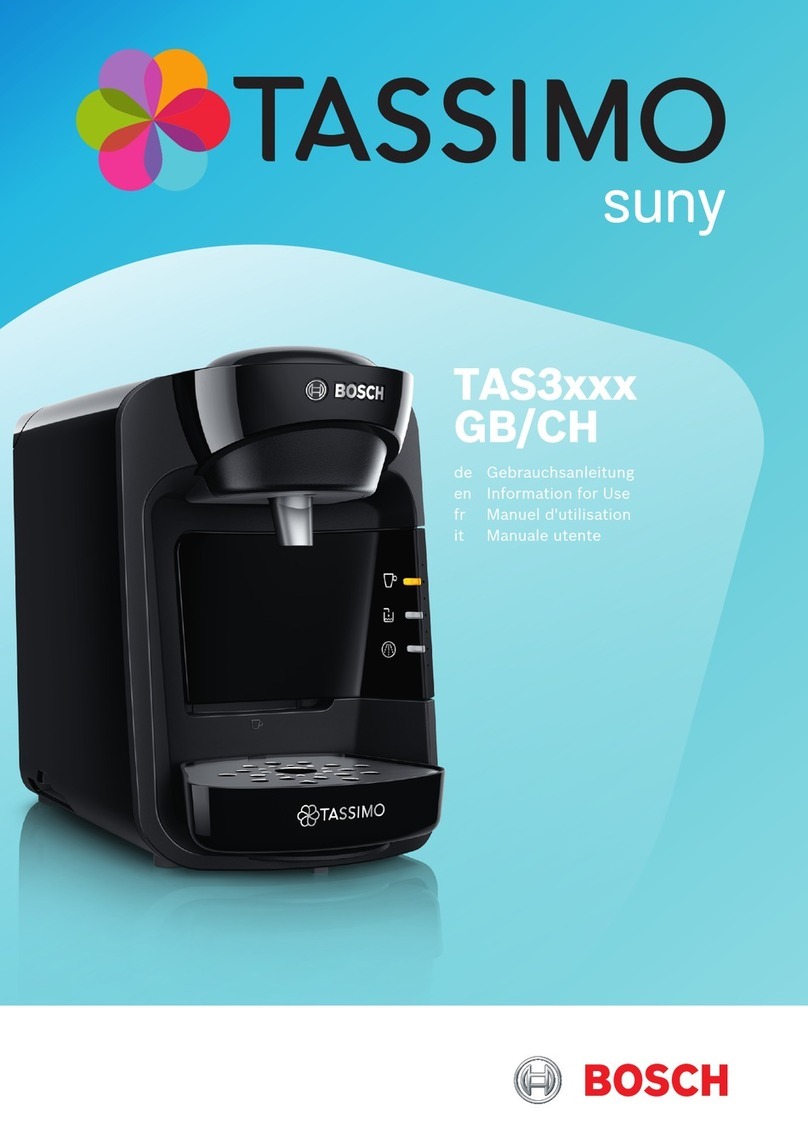 Bosch TASSIMO suny TAS3 Series Specification sheet Bosch TASSIMO suny TAS3 Series Specification sheet