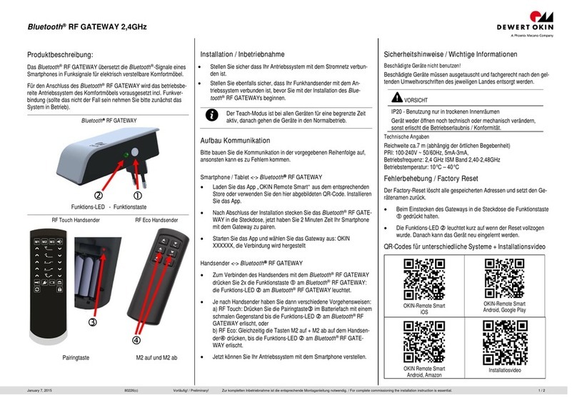 Phoenix Mecano DEWERT OKIN Bluetooth RF GATEWAY manual