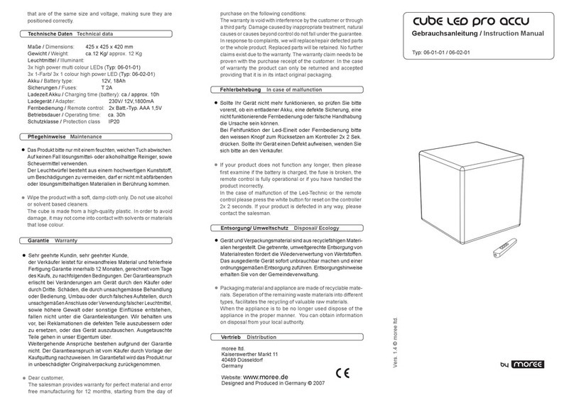 Moree CUBE LED PRO ACCU instruction manual