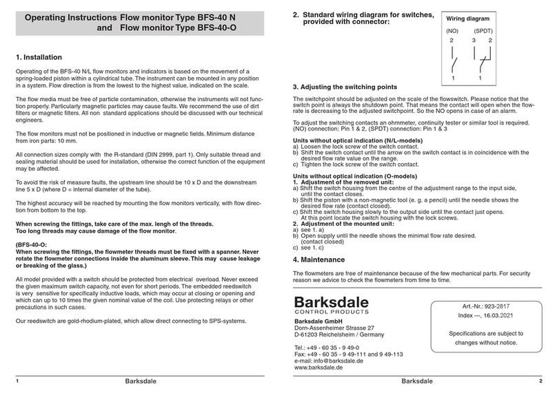 Barksdale BFS-40 N operating instructions