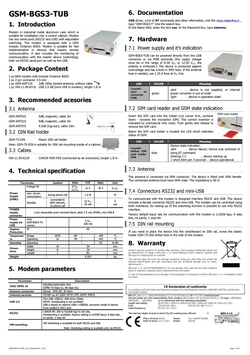 SEA GSM-BGS3-TUB manual