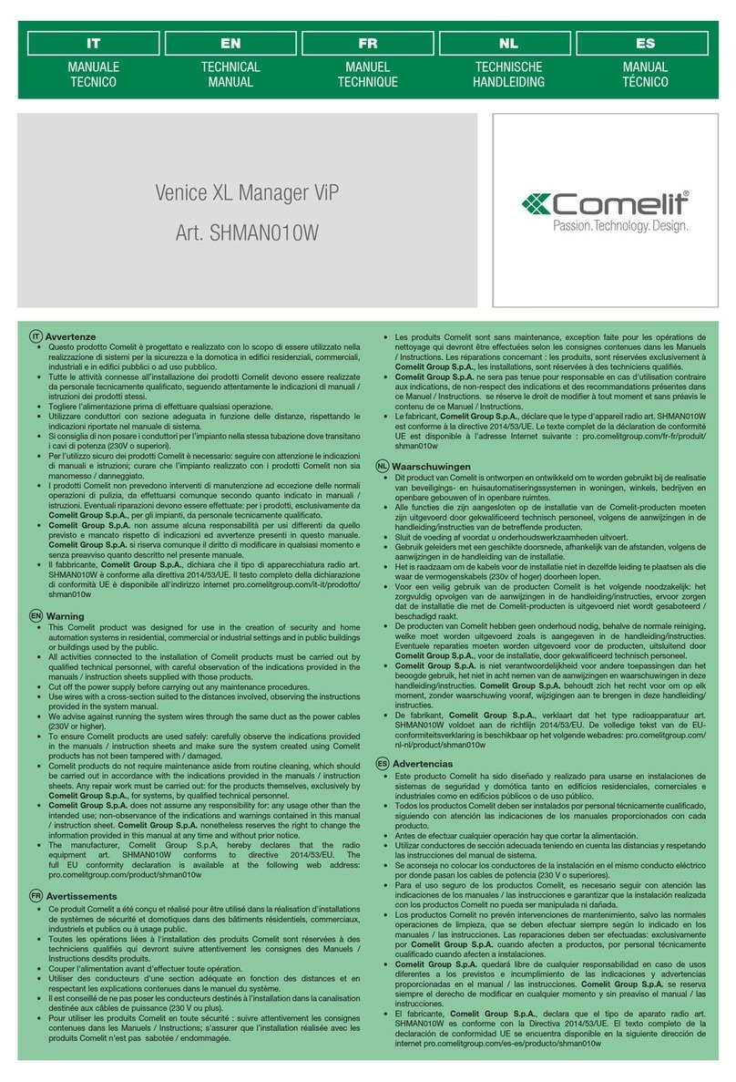 Comelit Venice XL Manager ViP Technical manual