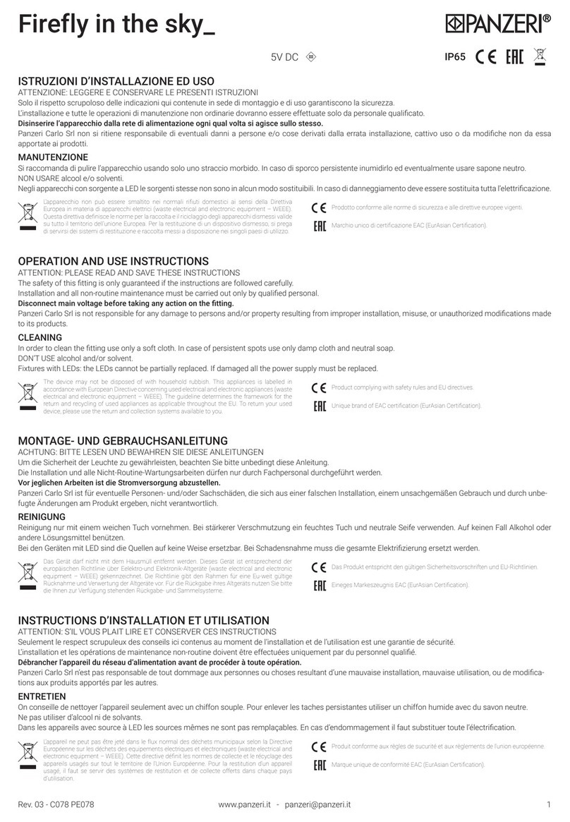 PANZERI FIREFLY IN THE SKY Operation and users instructions