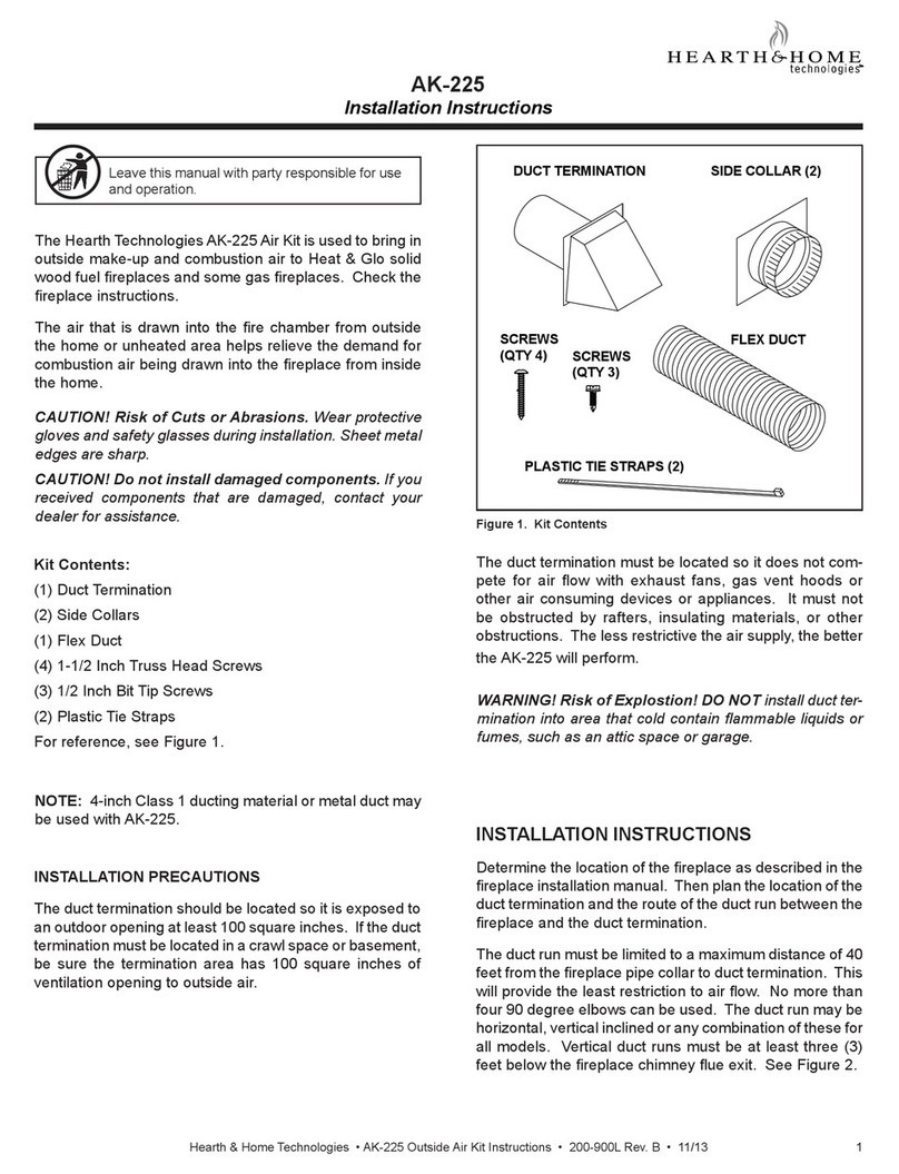 Hearth and Home Technologies AK-225 installation instructions