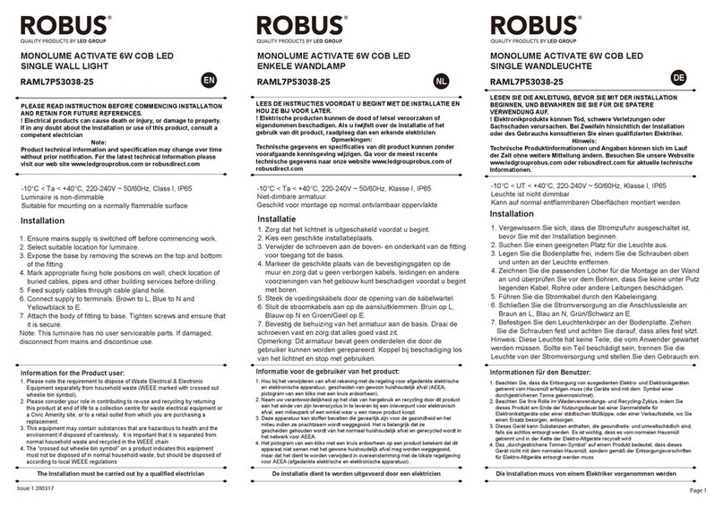 LED Group ROBUS RAML7P53038-25 manual