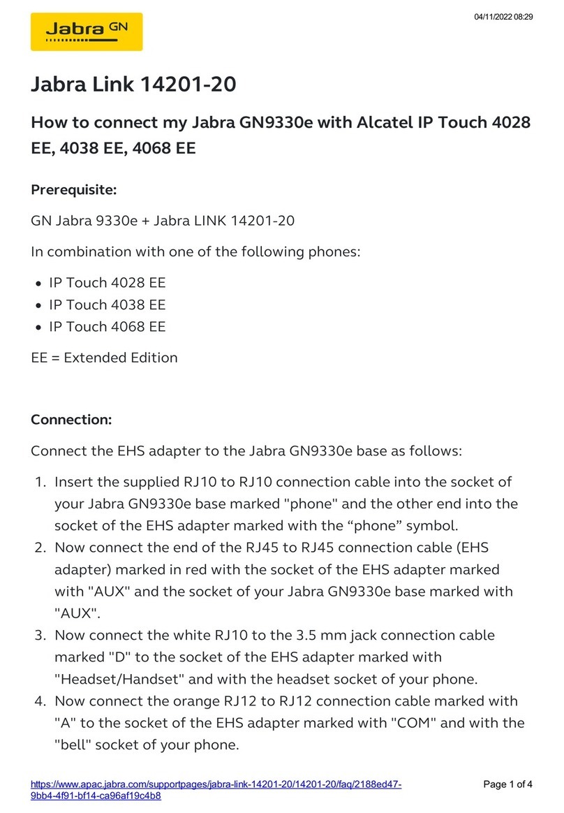Jabra LINK 14201-20 - DATASHEET FOR TOSHIBA PHONES How to connect