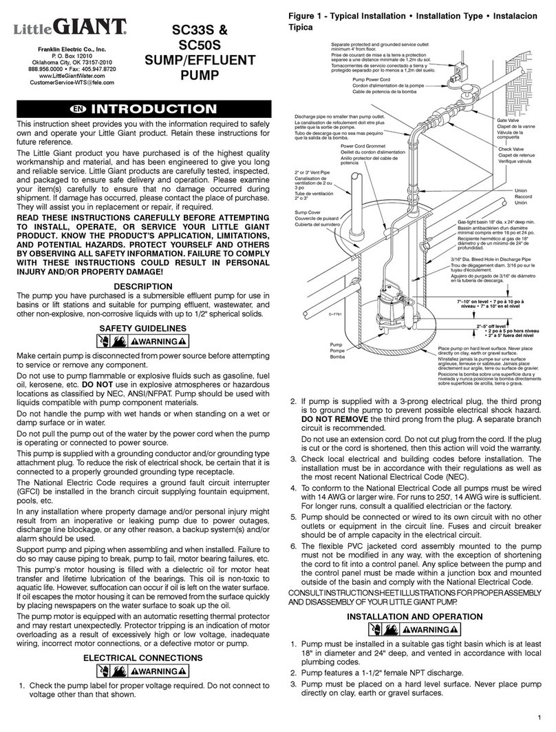 Franklin Electric LittleGIANT SC33S manual