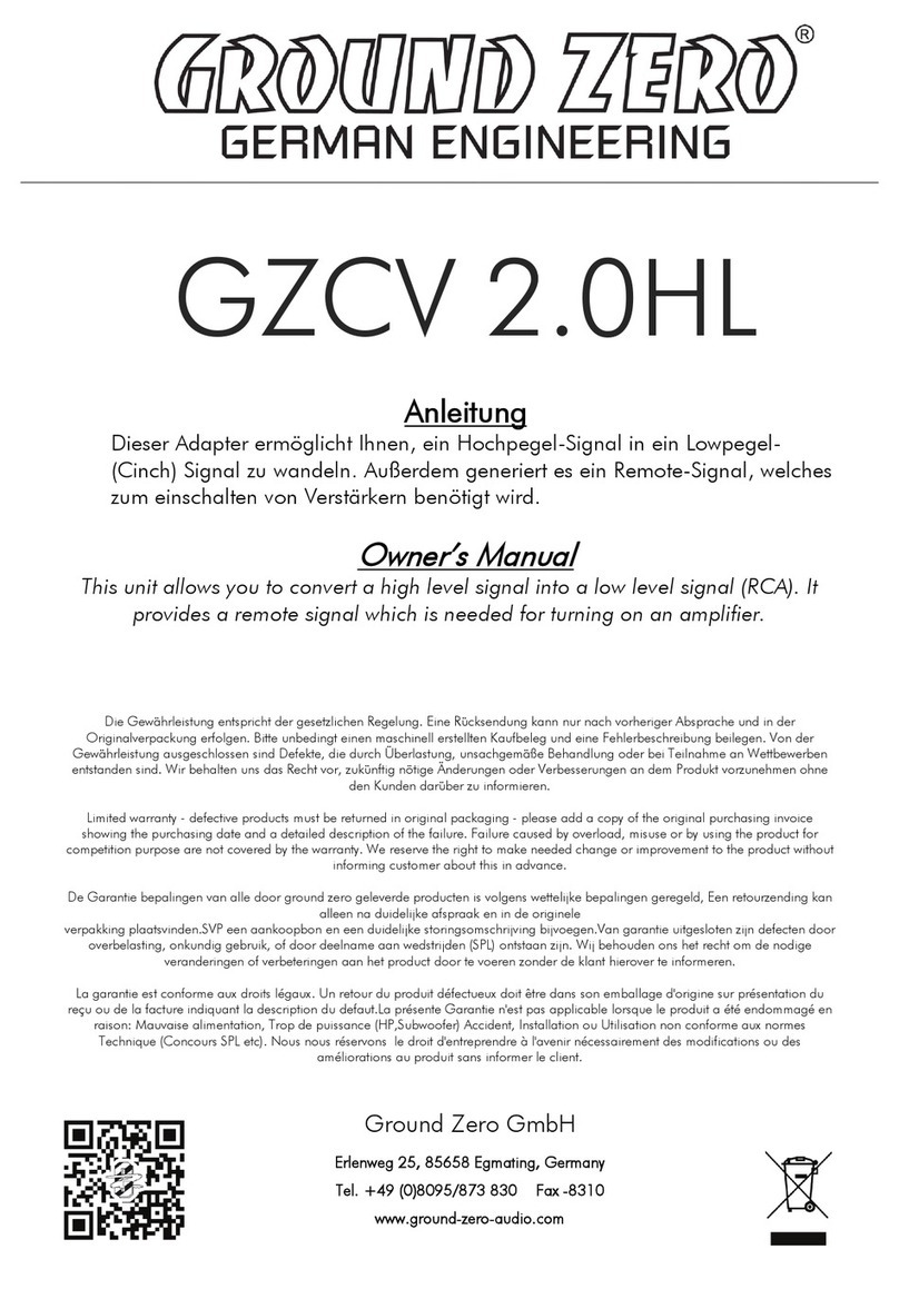 Ground Zero GZCV 2.0HL owner's manual