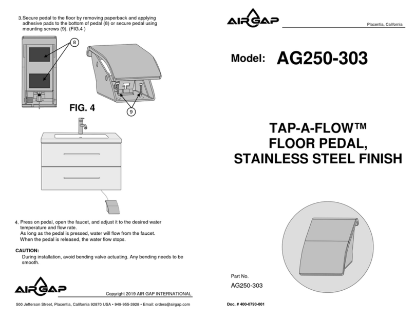 AIR GAP TAP-A-FLOW AG250-303 Installation procedures AIR GAP TAP-A-FLOW AG250-303 Installation procedures