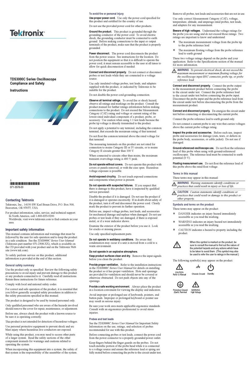 Tektronix TDS3000C Series Compliance and Safety Instructions