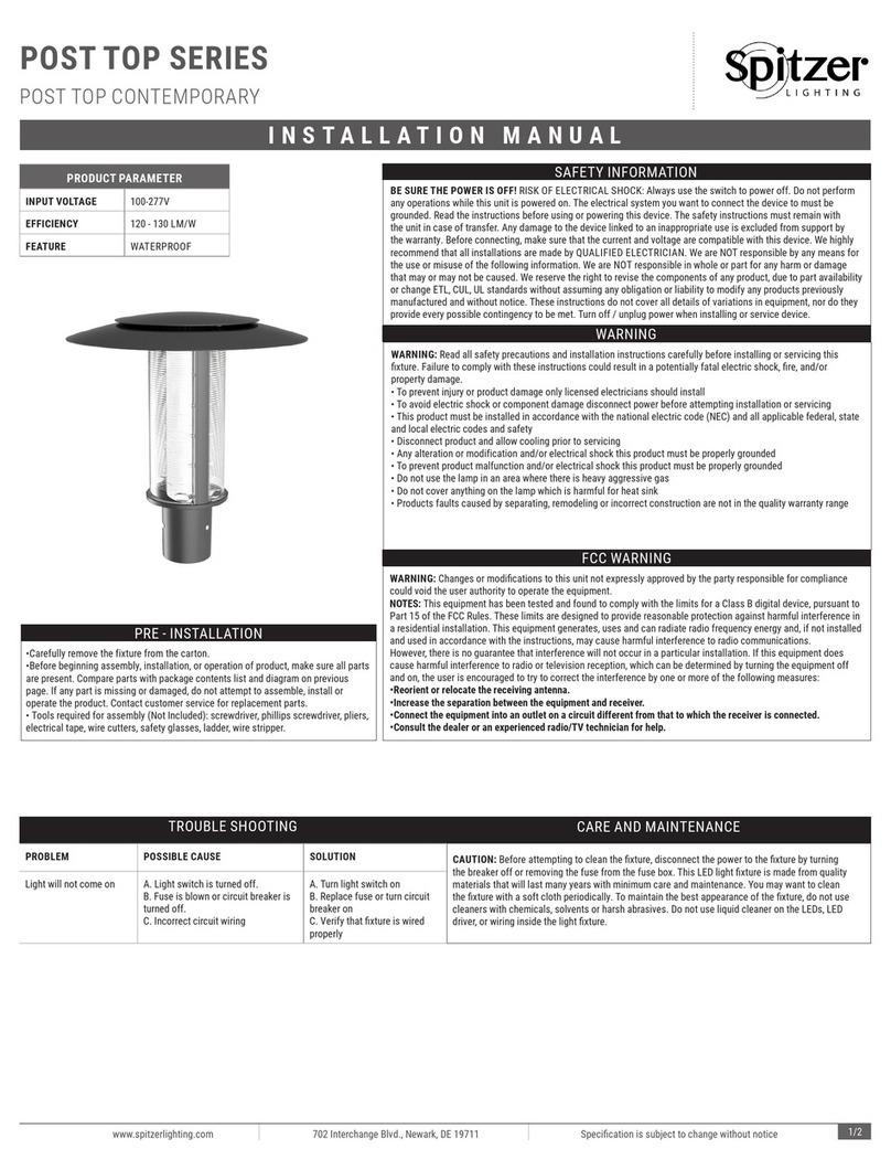 Spitzer LIGHTING POST TOP Series installation manual