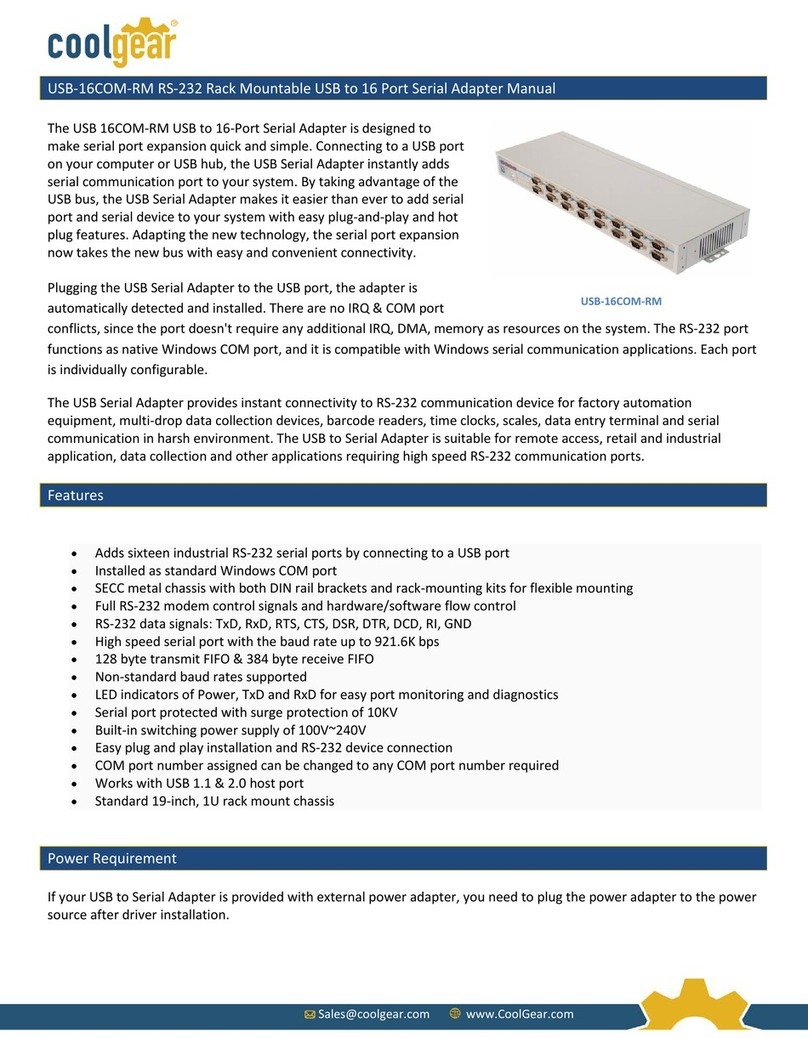 CoolGear USB-16COM-RM User manual