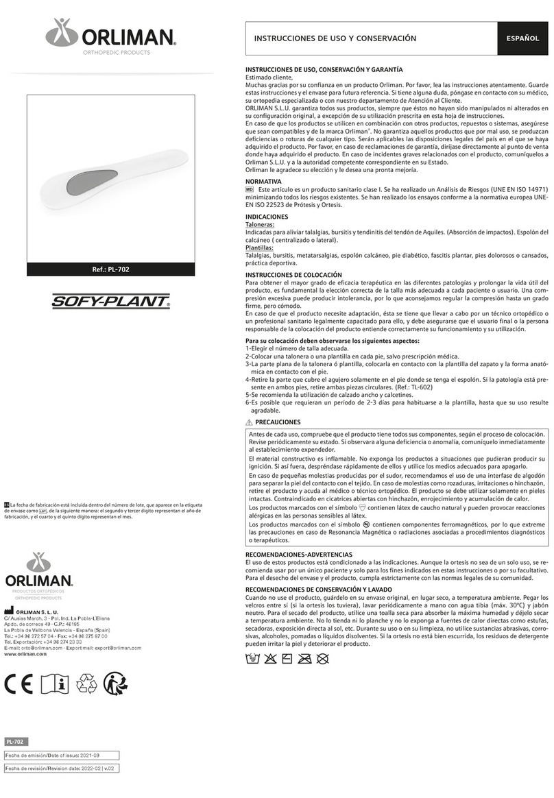 Orliman SOFY-PLANT PL-702 Operation instructions