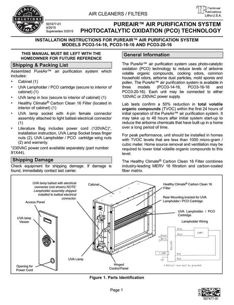 Healthy Climate Solutions PUREAIR PCO3-14-16 installation instructions