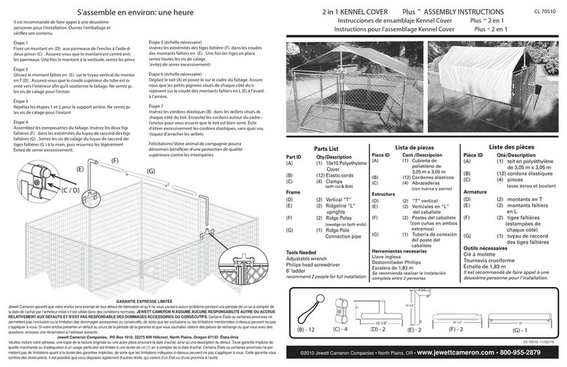 Jewett Cameron Companies 2 in 1 KENNEL COVER Plus Assembly instructions