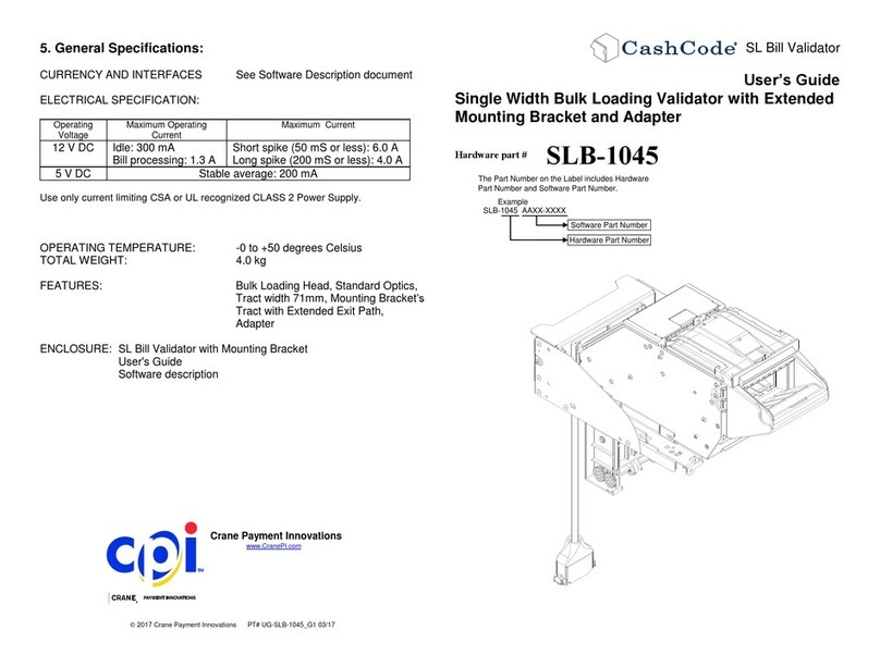 CPI CashCode SLB-1045 user guide