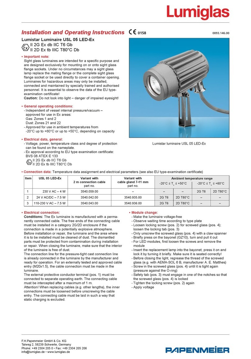 Papenmeier Lumiglas Lumistar USL 05 LED-Ex Installation and operating instructions