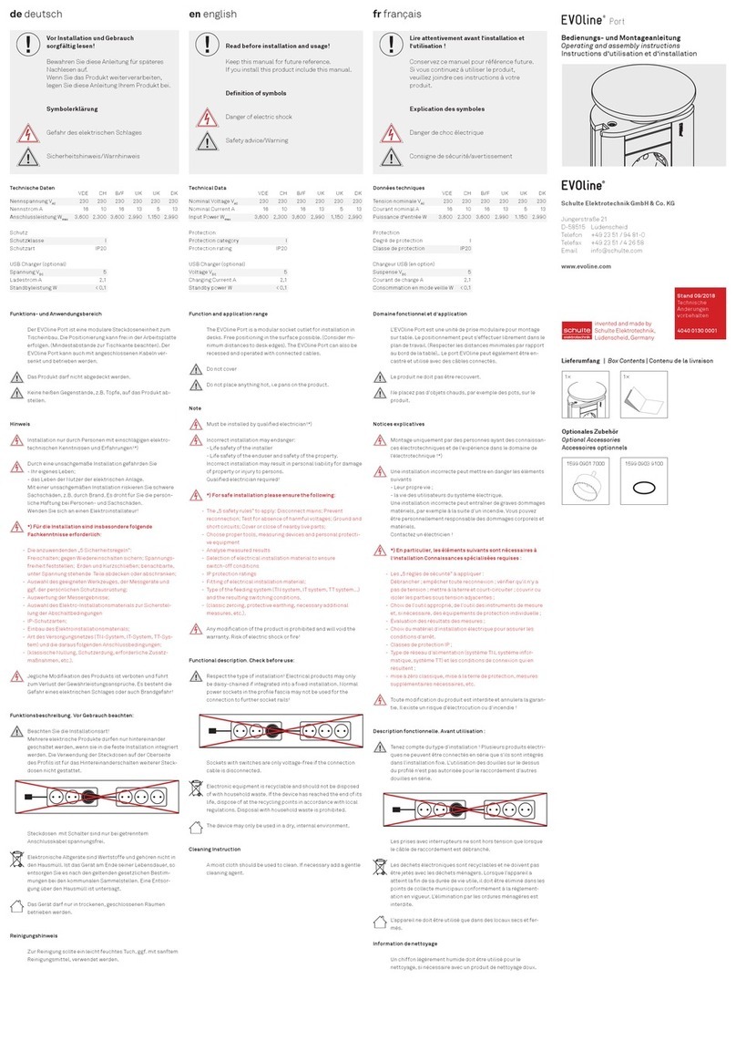 Schulte EVOline Customer's operating and assembly instructions
