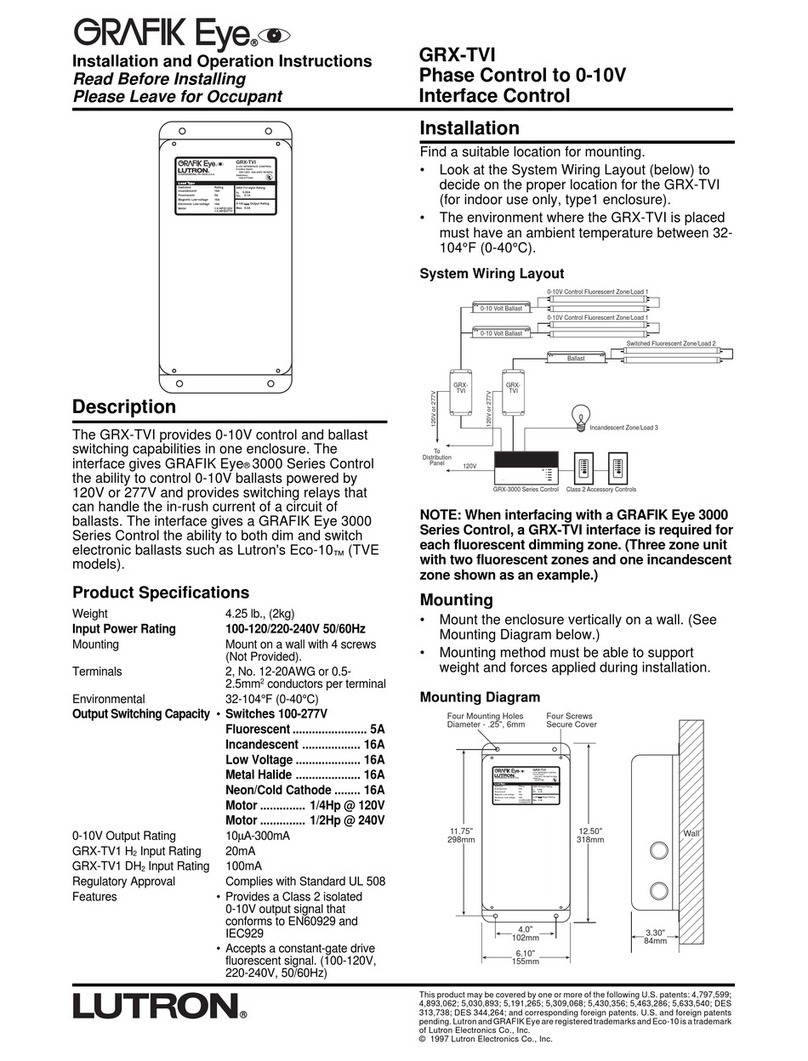 Lutron Electronics Grafik Eye GRX-TVI User manual