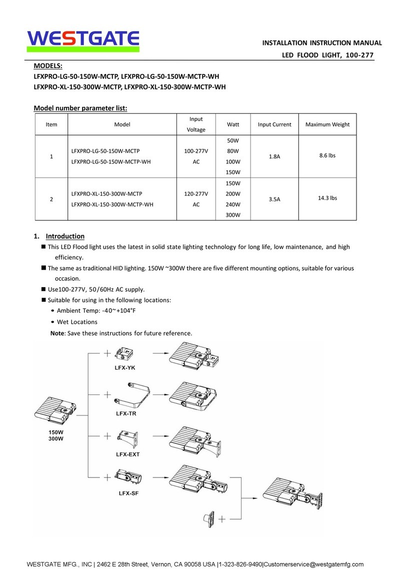 Westgate LFXPRO-LG-50-150W-MCTP Installation instructions manual