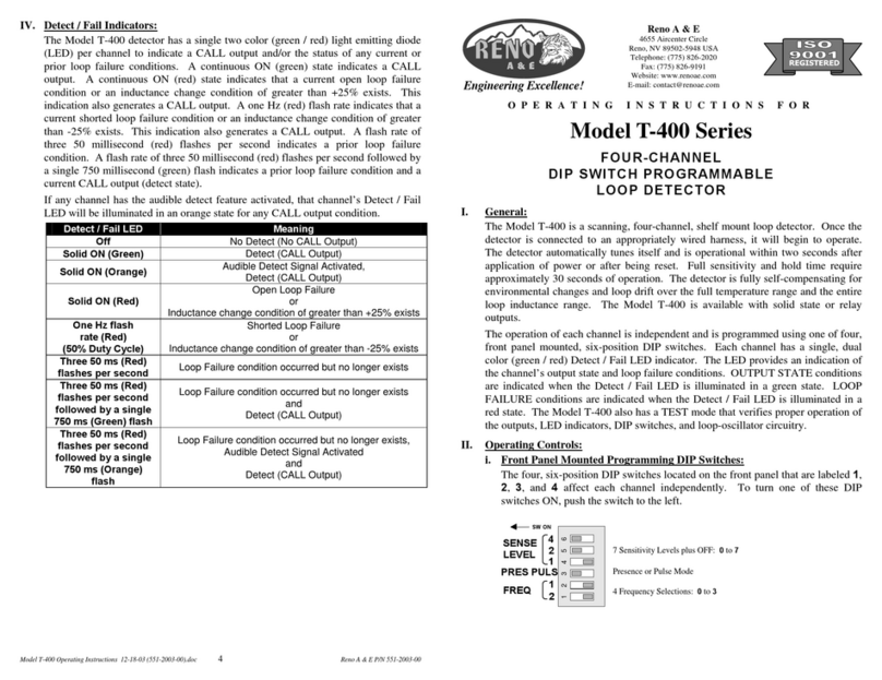 Reno A&E T-400 Series User manual