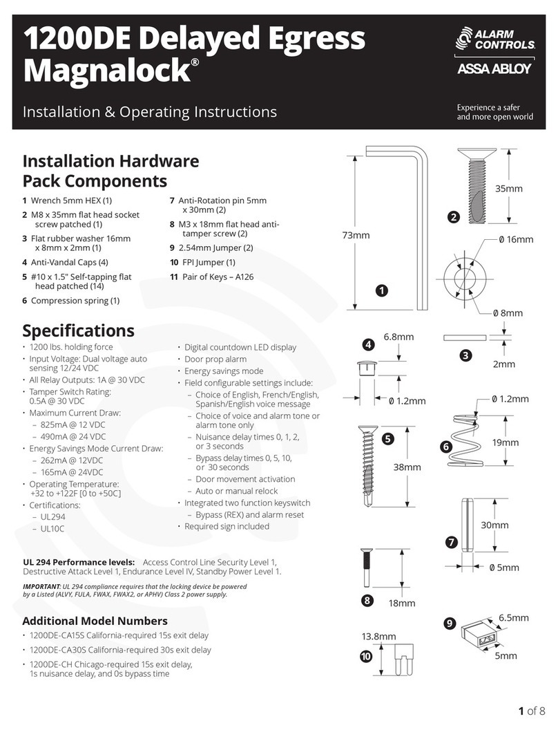 Assa Abloy ALARM CONTROLS Magnalock 1200DE Delayed... Manual