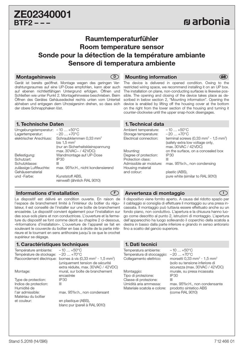 Arbonia ZE02340001 quick start guide