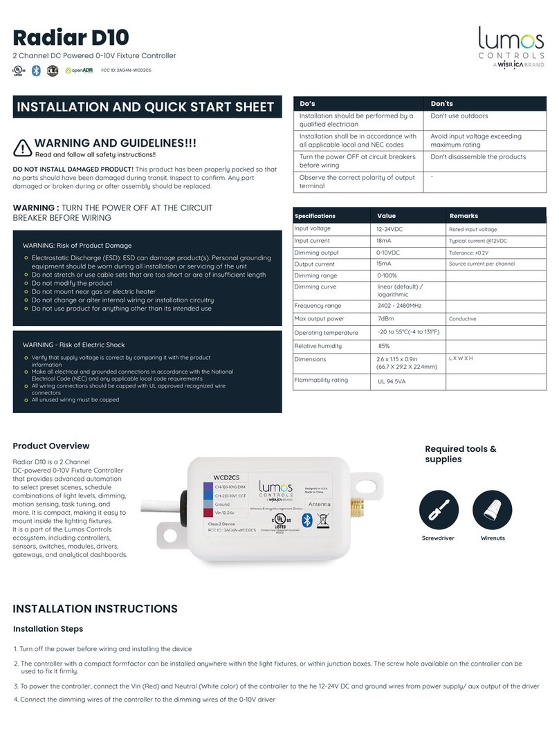 WiSilica Lumos Controls Radiar D10 Quick Start Sheet