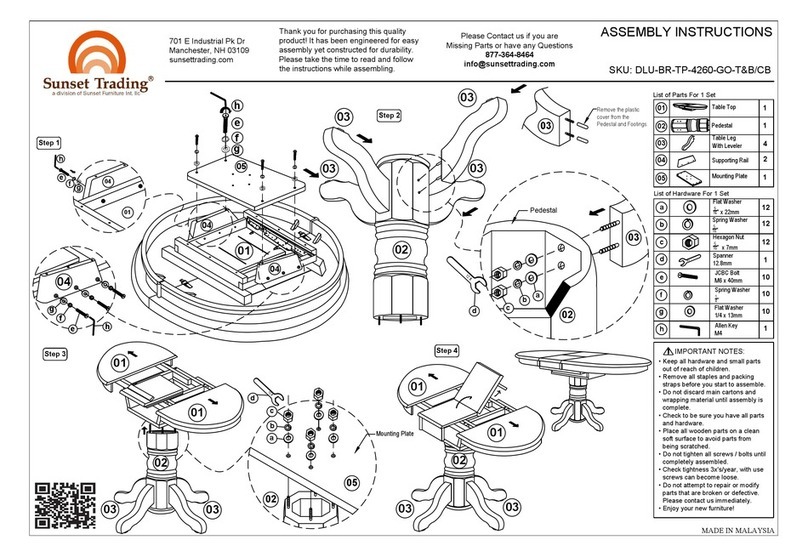 Sunset Furniture Sunset Trading DLU-BR-TP-4260-GO-T&B User manual Sunset Furniture Sunset Trading DLU-BR-TP-4260-GO-T&B User manual