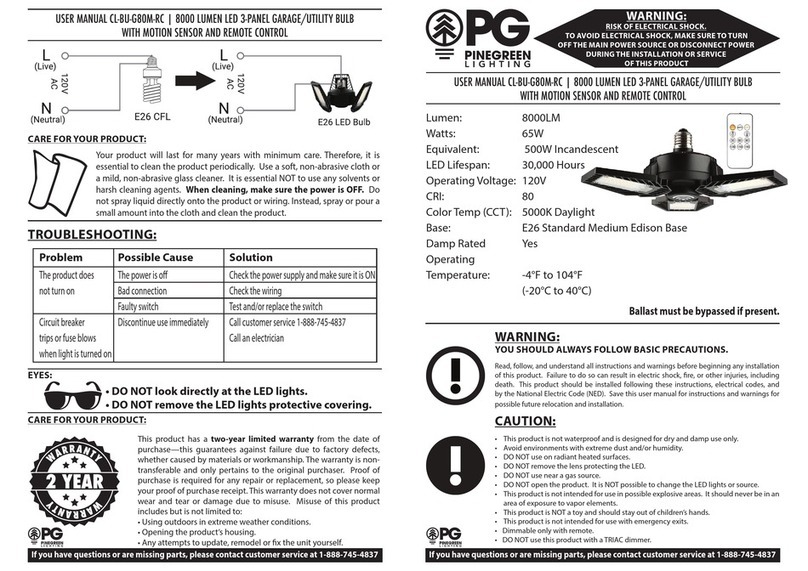 Pinegreen Lighting CL-BU-G80M-RC user manual Pinegreen Lighting CL-BU-G80M-RC user manual