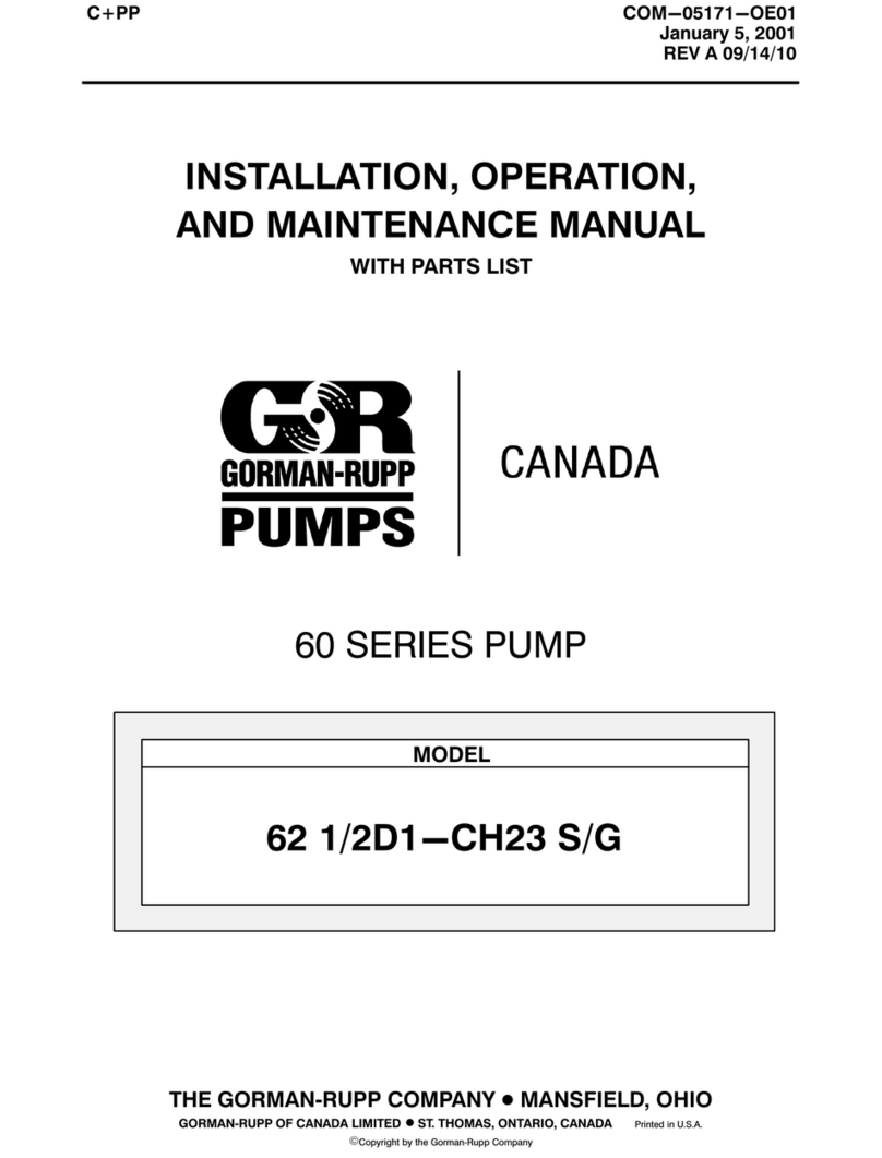 GORMAN-RUPP PUMPS 60 Series Installation, operation, and maintenance manual with parts list