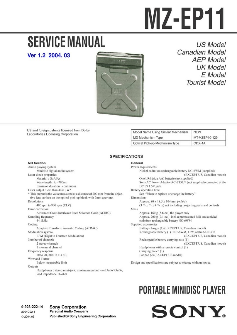Sony MD Walkman MZ-EP11 User manual Sony MD Walkman MZ-EP11 User manual