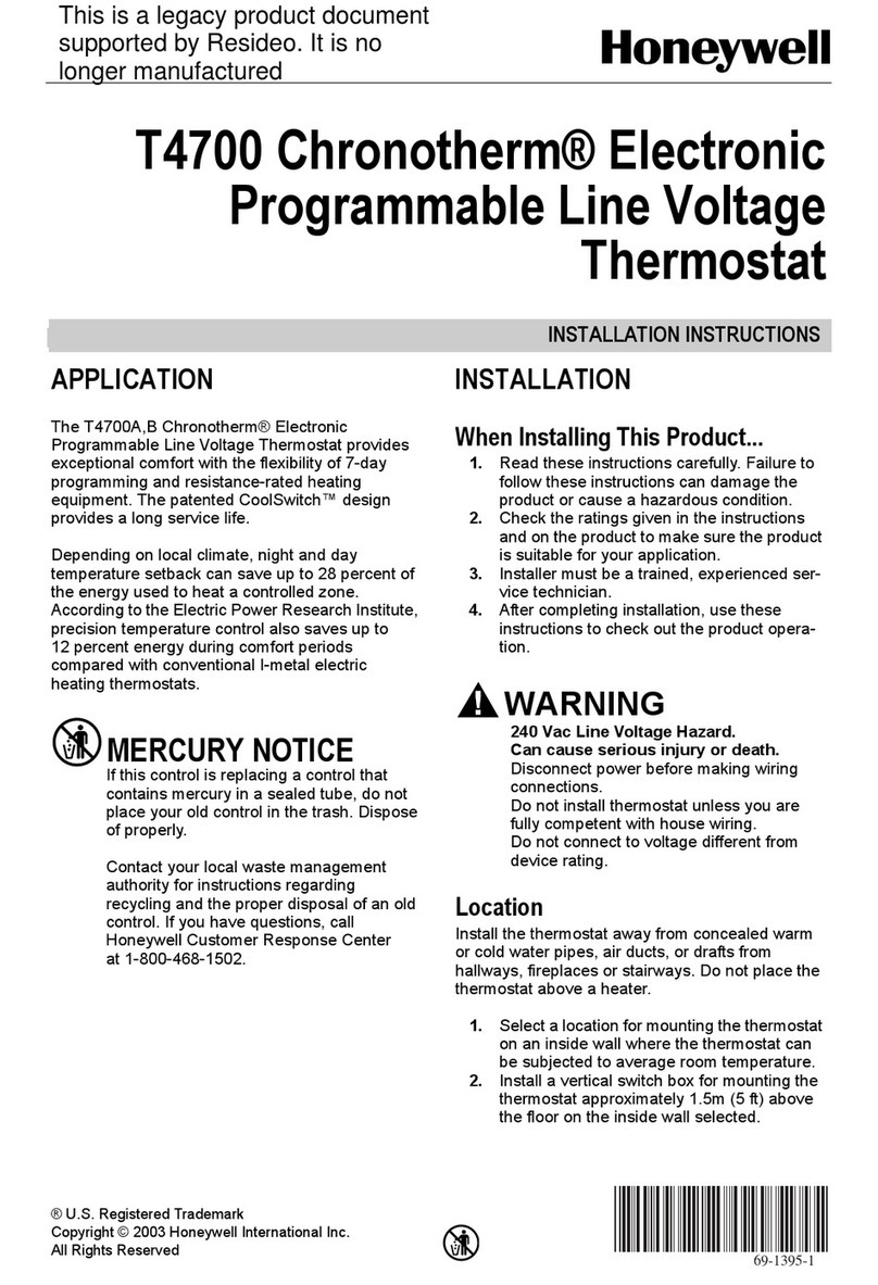 Honeywell CHRONOTHERM T4700 installation instructions