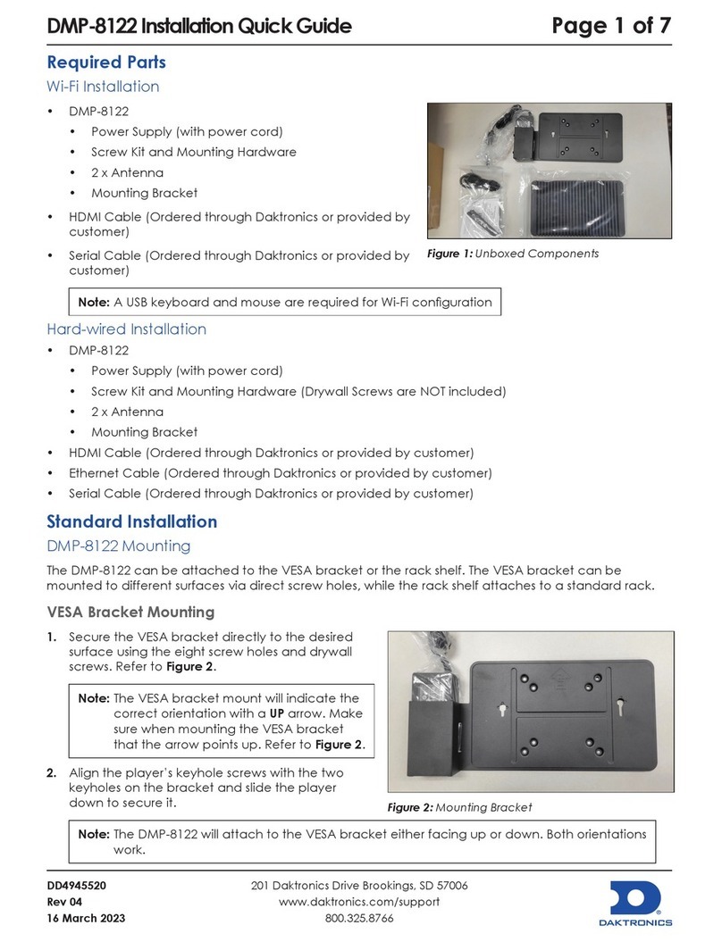 Daktronics DMP-8122 Installation quick guide
