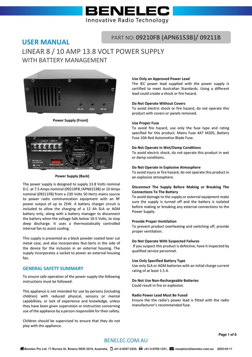 Benelec 09210FB user manual