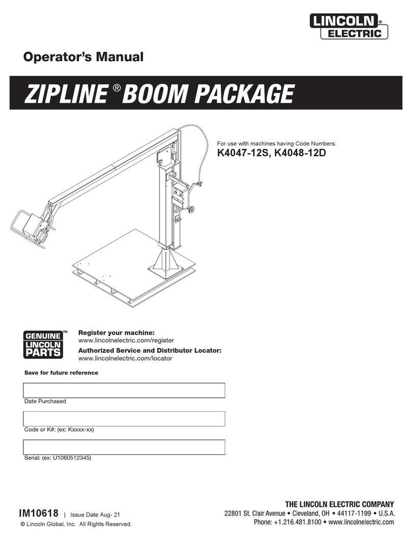 Lincoln Electric ZIPLINE BOOM PACKAGE Operator's manual Lincoln Electric ZIPLINE BOOM PACKAGE Operator's manual