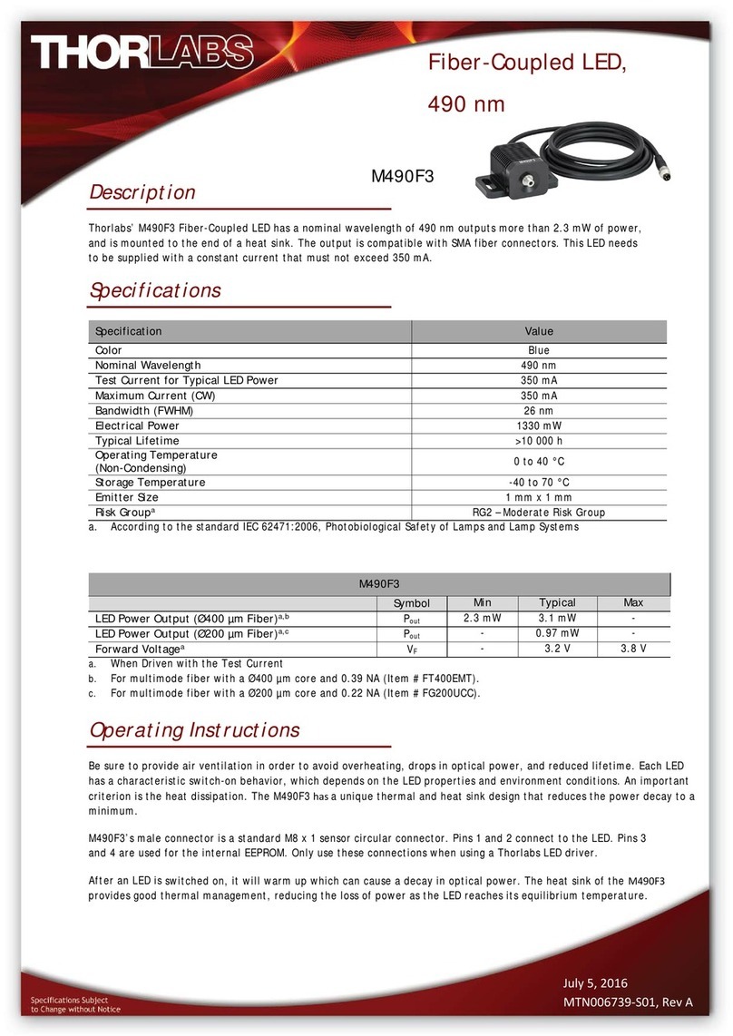 THORLABS M490F3 quick start guide