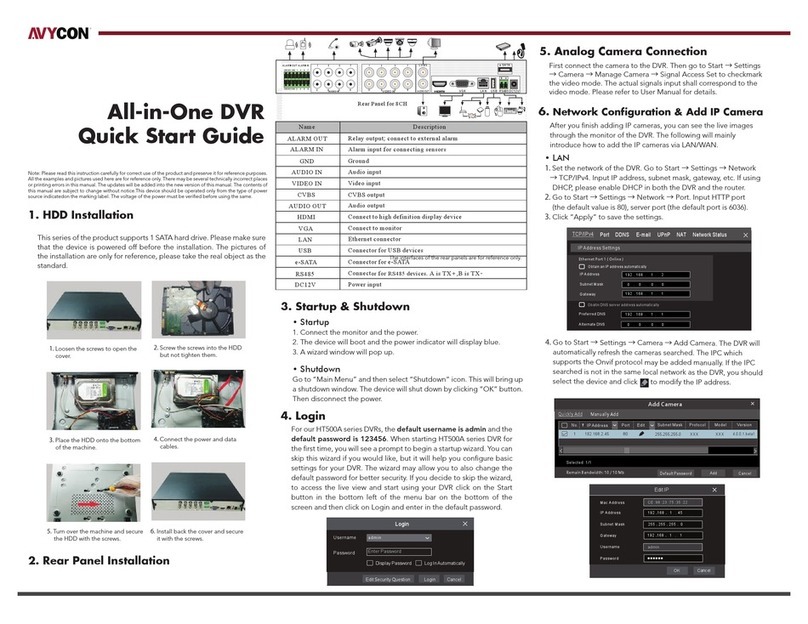 AVYCON AVR-HT504A-1T quick start guide