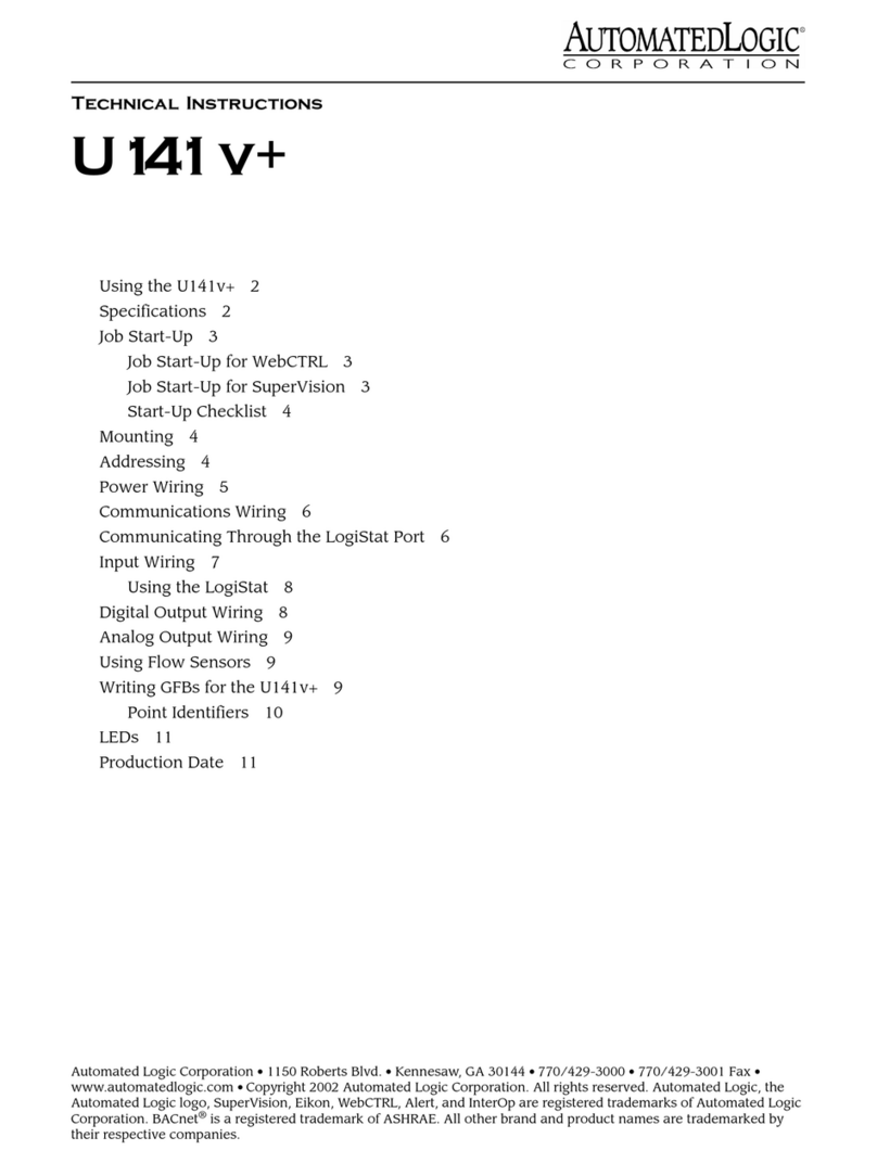 Automated Logic U141v+ Technical instructions