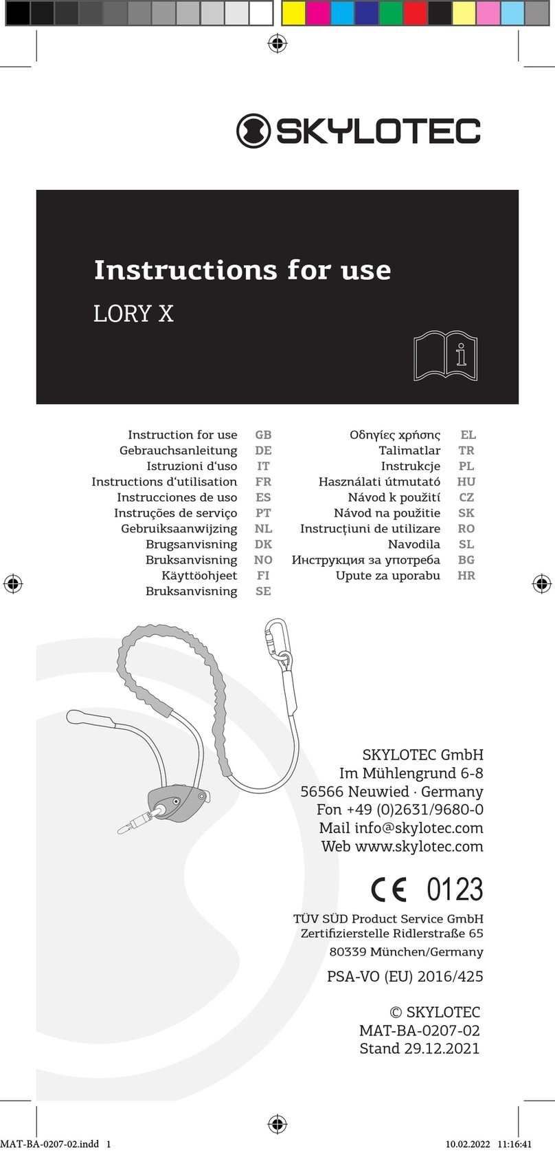 SKYLOTEC LORY X Instructions for use